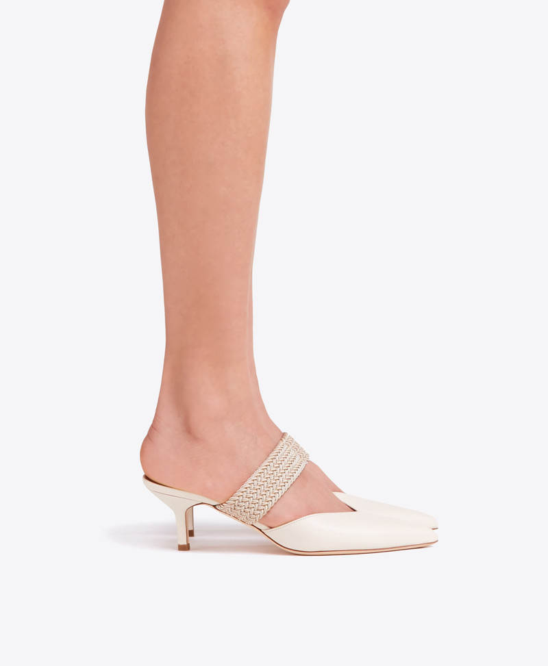 Maisie 45 White Leather Mules 5
