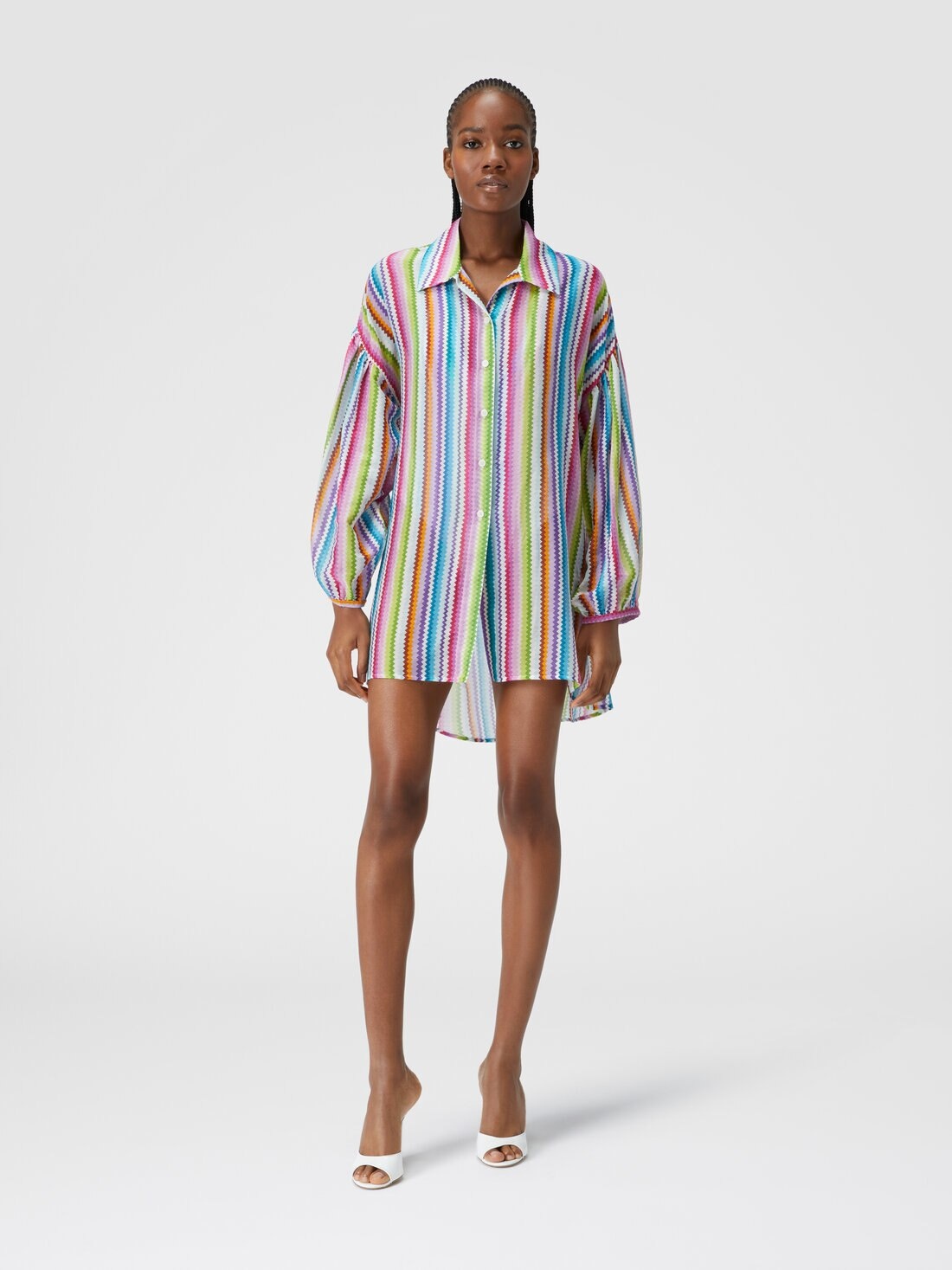 Oversized printed silk and cotton shirt - 2