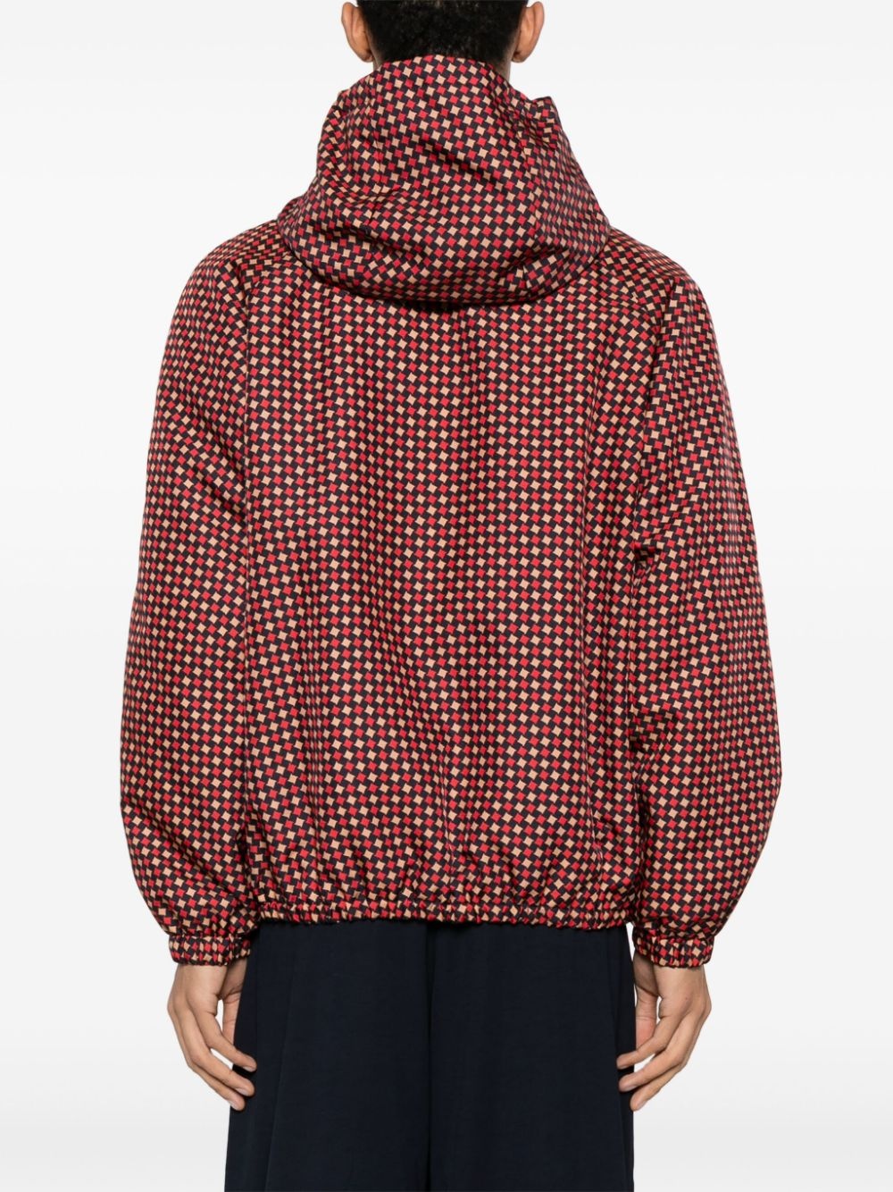 geometric-houndstooth hooded zip jacket - 4