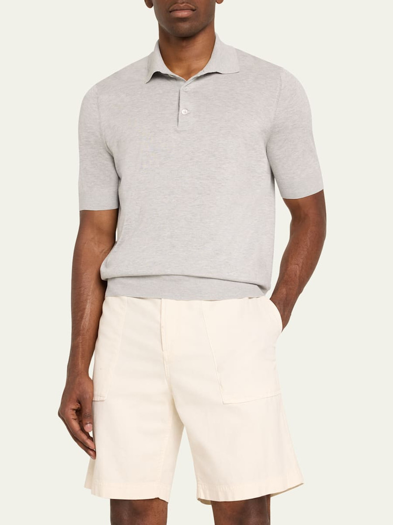 Brunello Cucinelli Men's Cotton-Silk Polo Shirt outlook