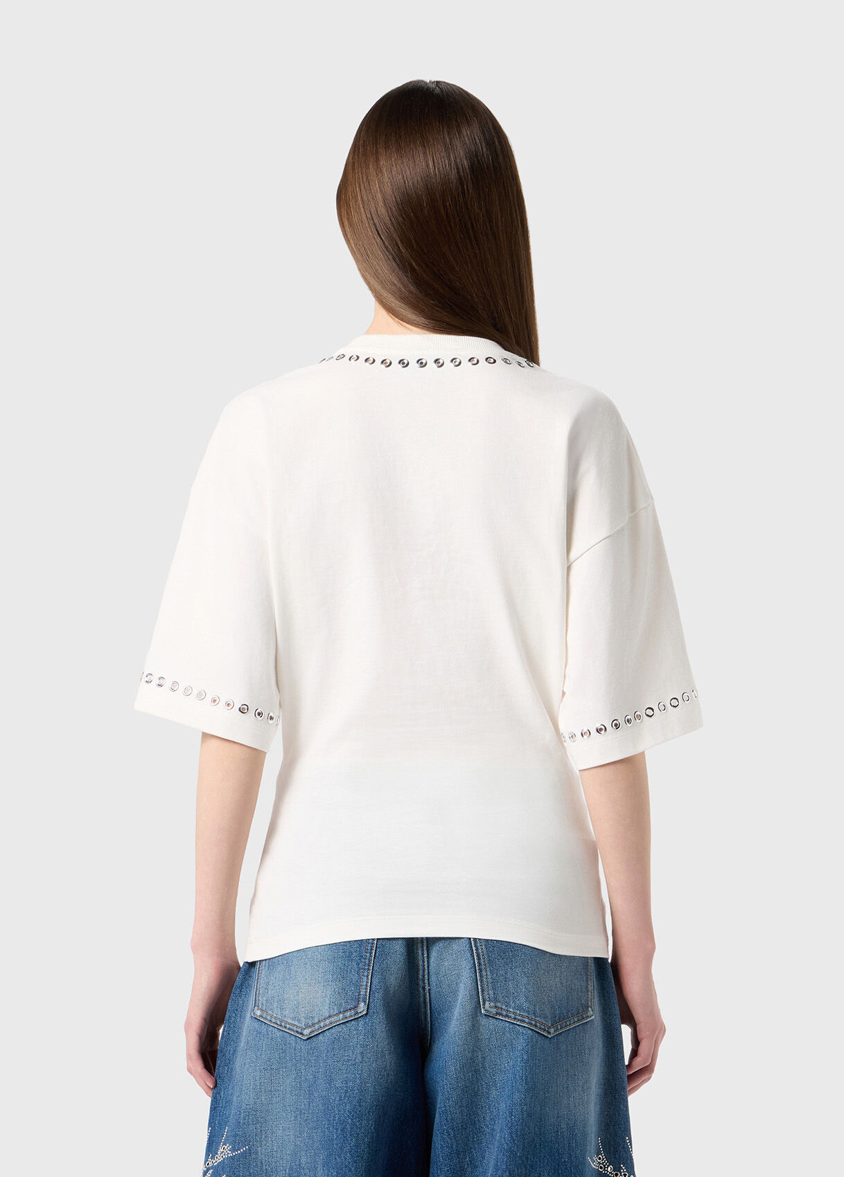 T-SHIRT WITH EMBROIDERED LOGO IN METAL EYELETS - 3