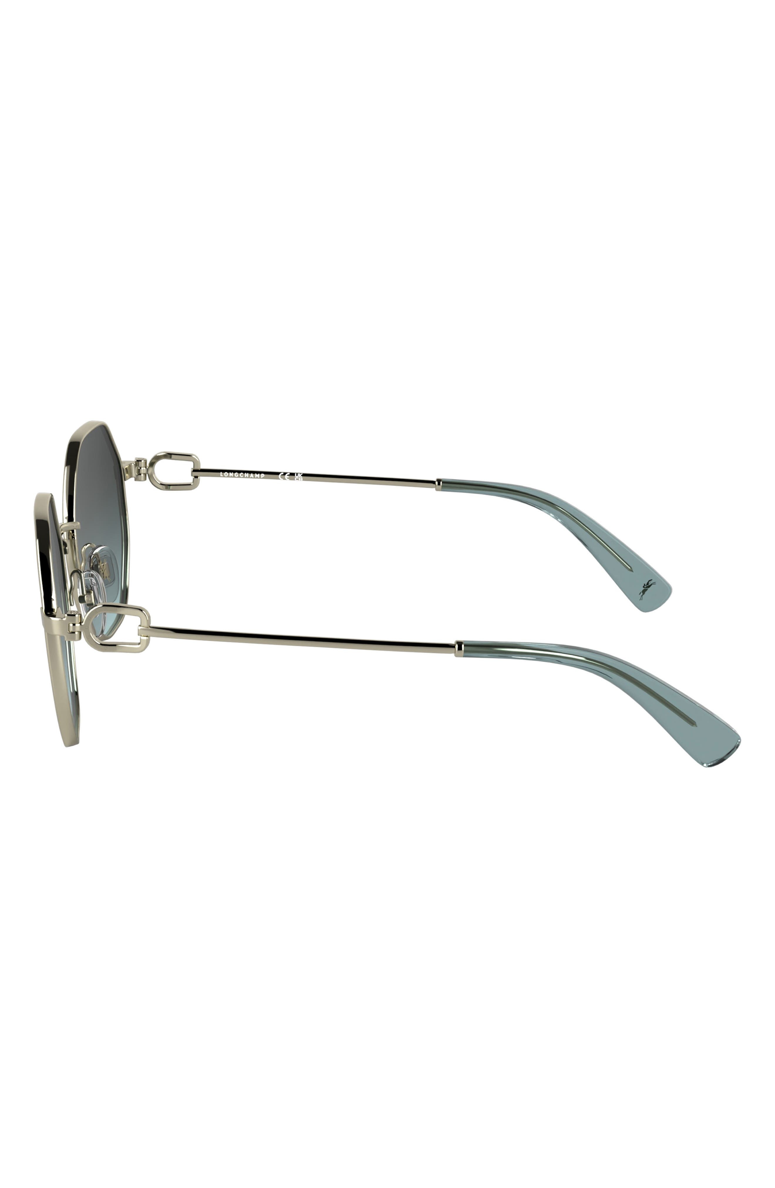 Longchamp Le Foulonné 52mm Gradient Round Sunglasses in Gold/Gradient Blue at Nordstrom - 3
