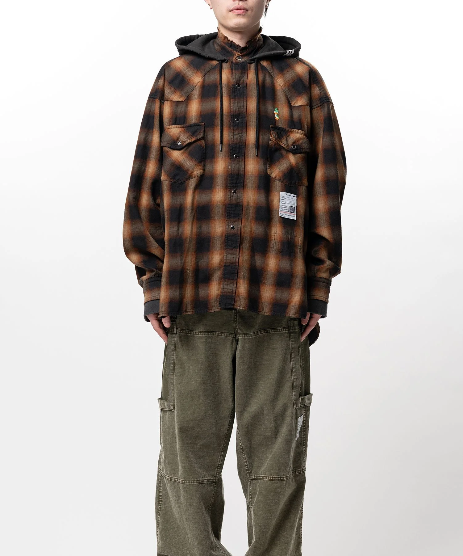 Hoodie Combine Checkered Shirt - 1