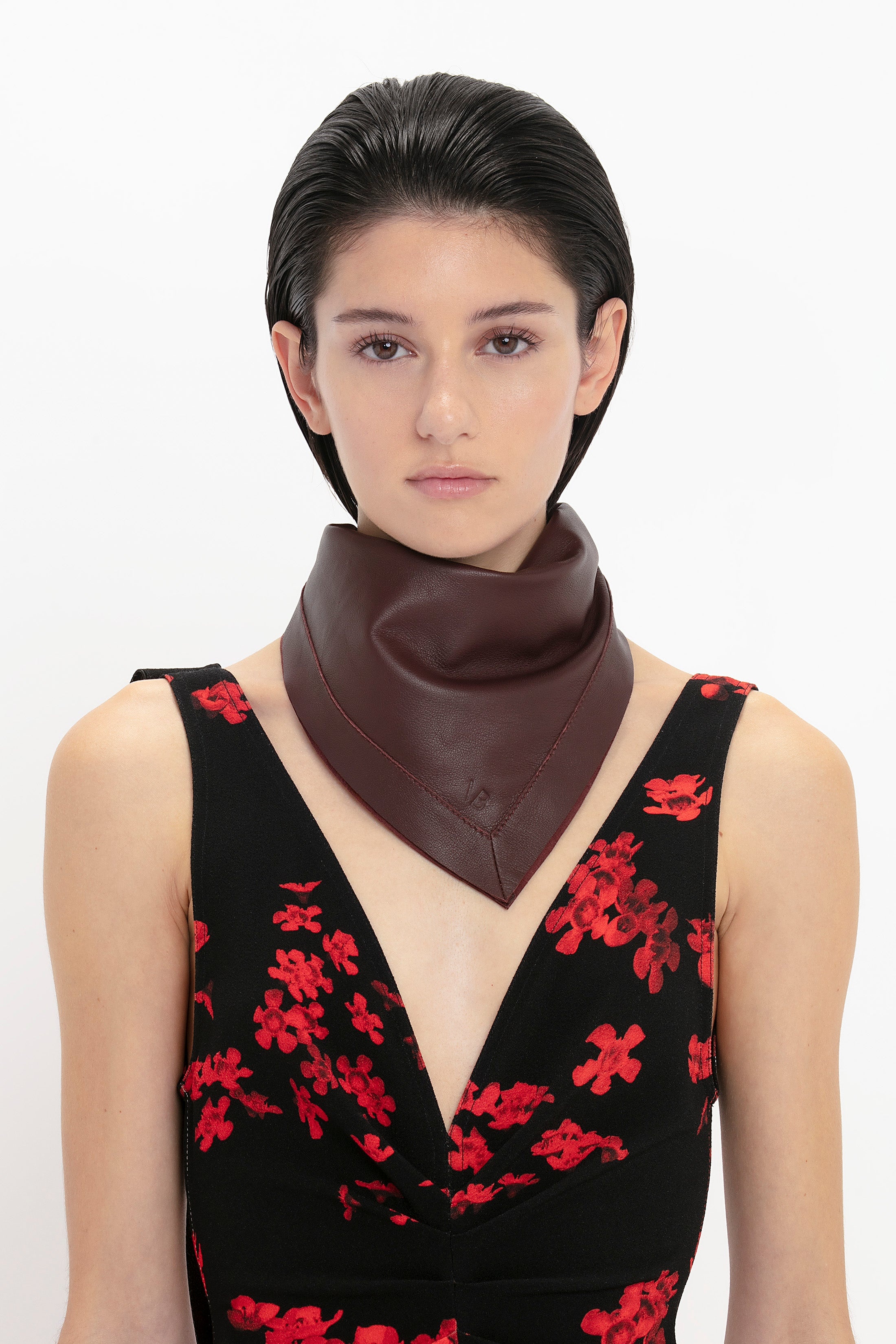 Leather Scarf In Bordeaux - 4