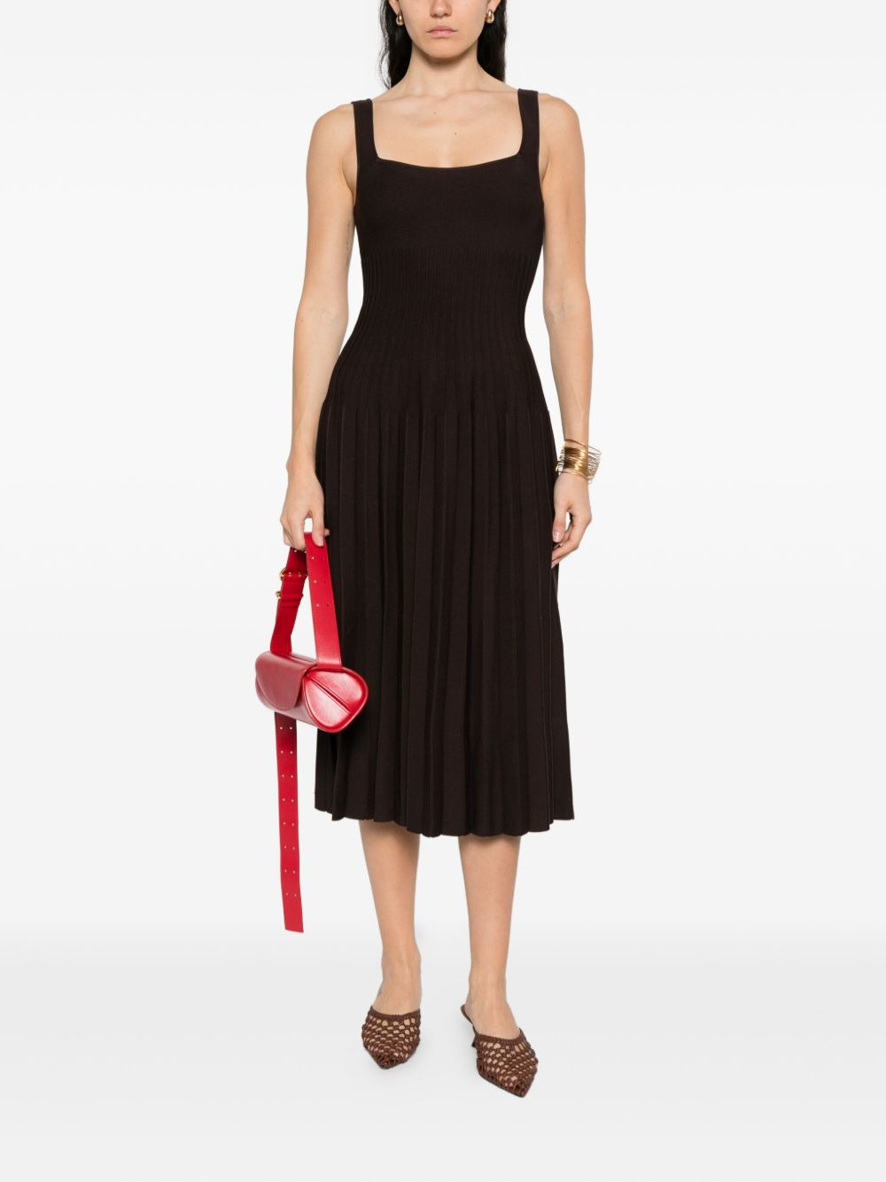 Ellison pleated-ribbed midi dress - 2