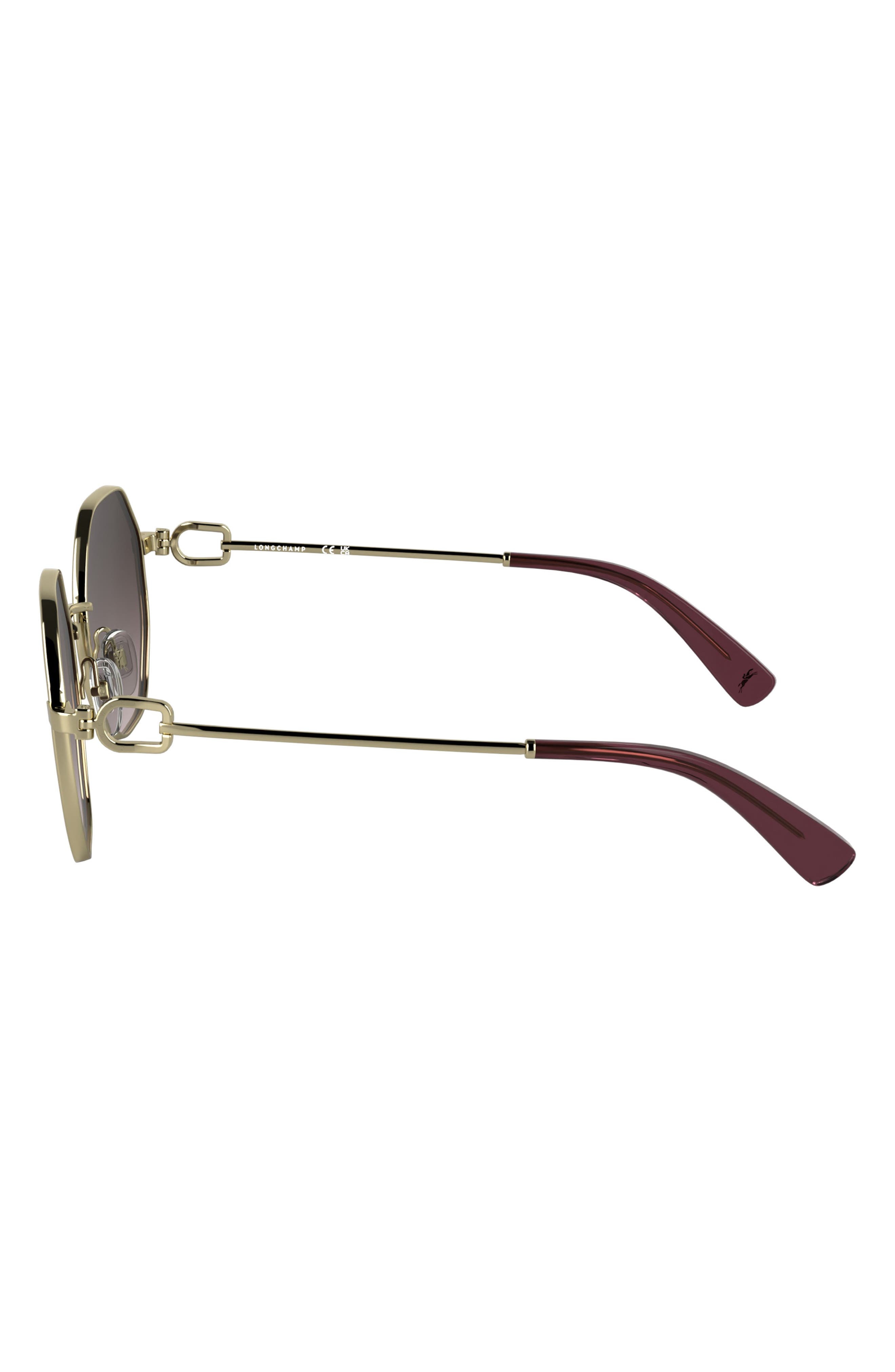 Longchamp Le Foulonné 52mm Gradient Round Sunglasses in Gold/Gradient Brown Rose at Nordstrom - 3
