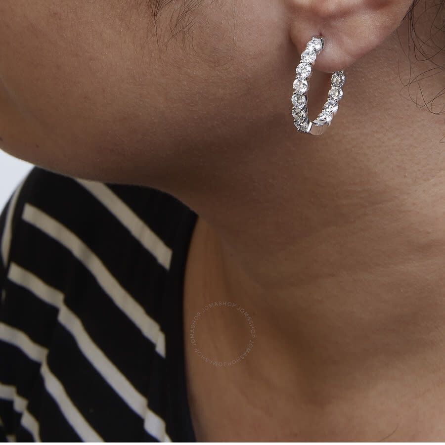 Haus Of Brilliance - Haus of Brilliance 14K White Gold 5.00 Cttw Lab-Grown Diamond Inside Out Hoop Earrings - 5