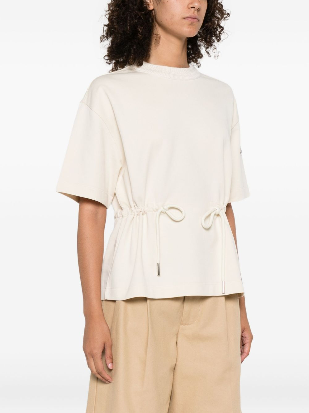drawstring-waist cotton T-shirt - 3
