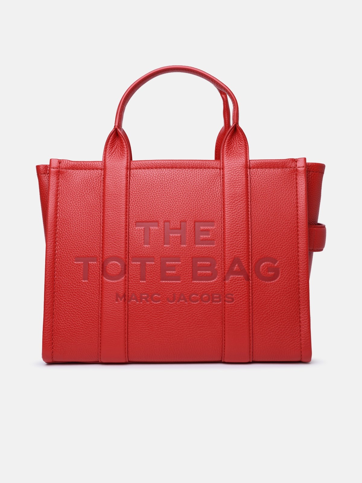 RED LEATHER SMALL TOTE BAG - 1