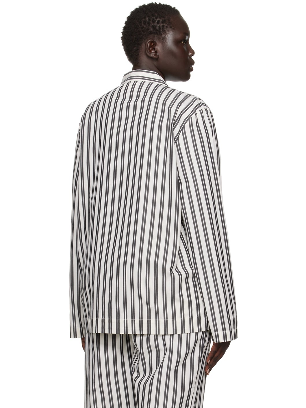 White & Black Striped Pyjama Shirt - 3