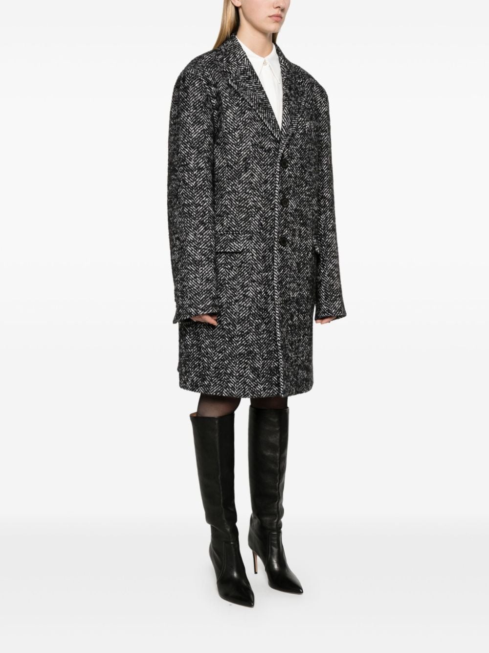 herringbone wool blend coat - 3