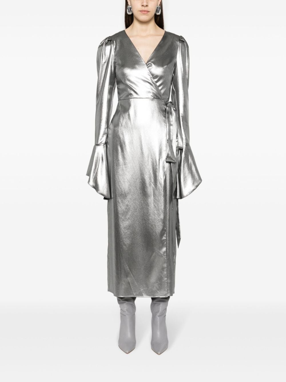 lamÃ© wrap midi dress - 2