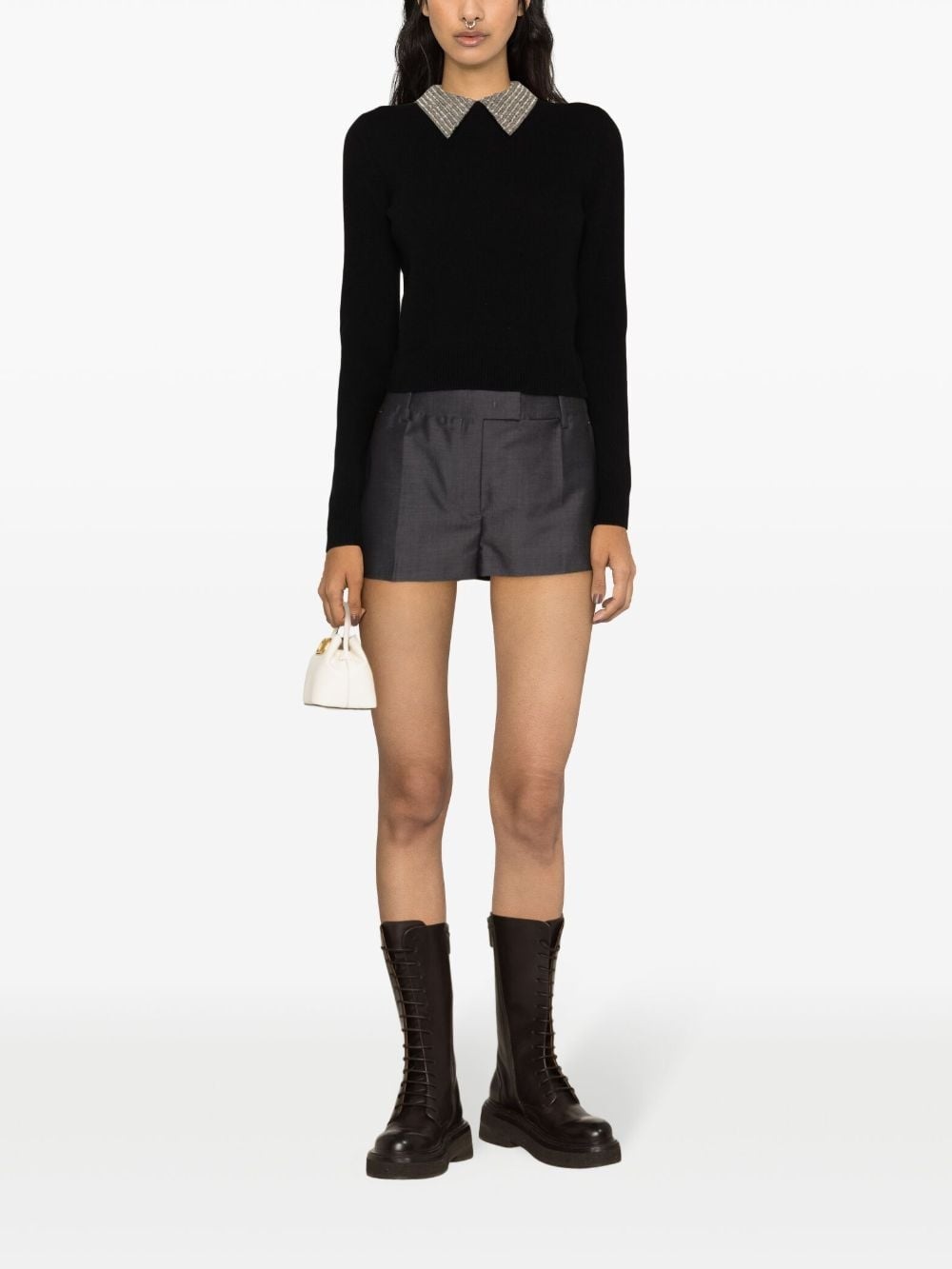 rhinestone-collar virgin-wool jumper - 2