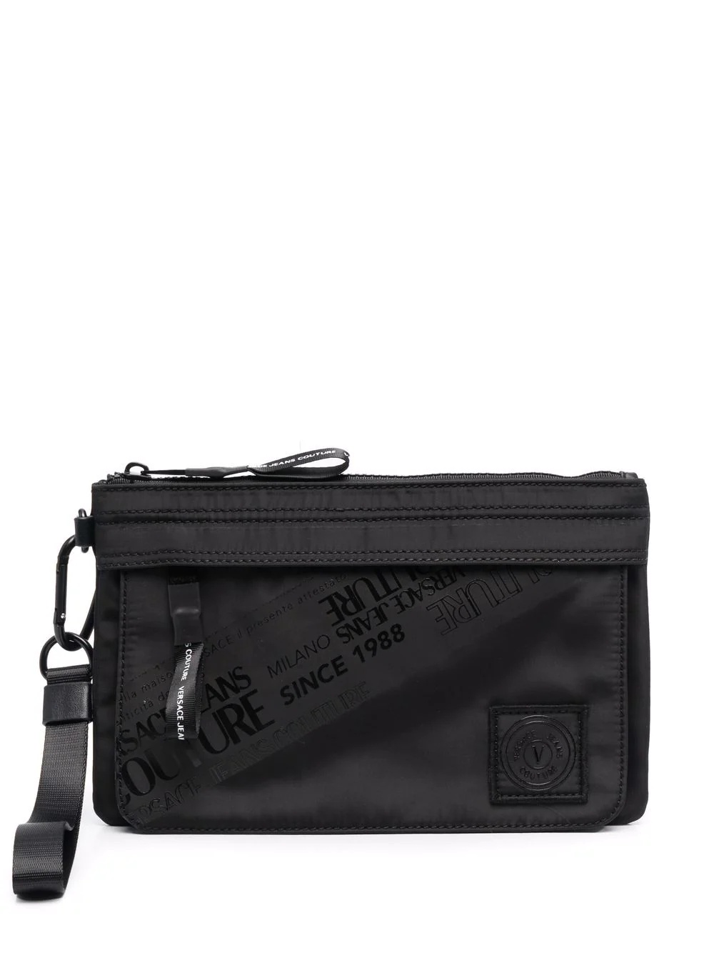 logo-print zipped clutch bag - 1