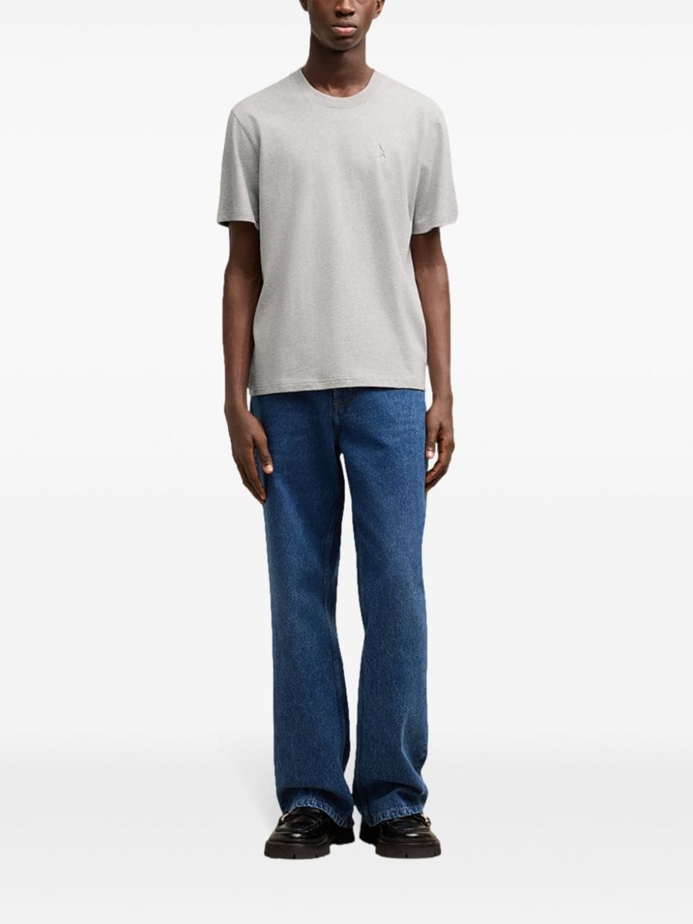 embroidered logo ribbed neck t-shirt - 2