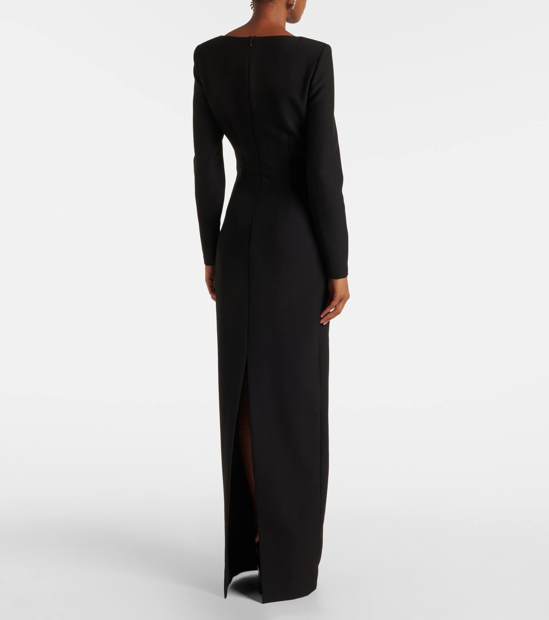 Floral-appliqué crêpe gown - 3