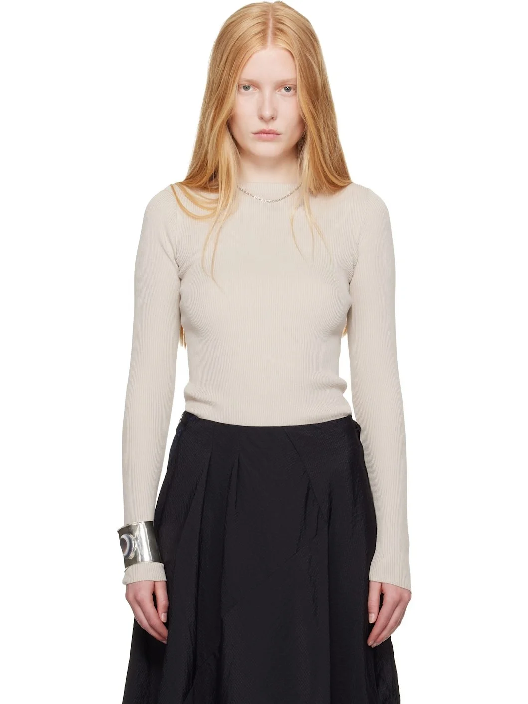 WORK SHOP Emporio Armani Taupe Stretto Popover Sweater - 1