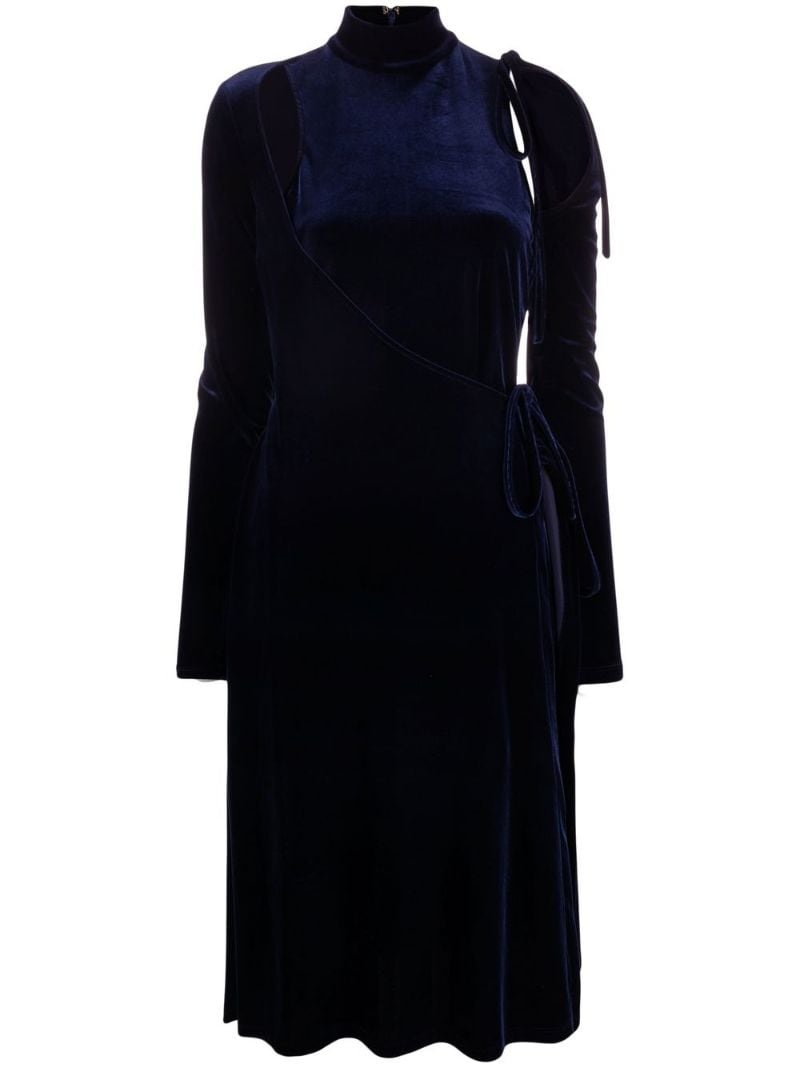 cut-out velvet wrap dress - 1