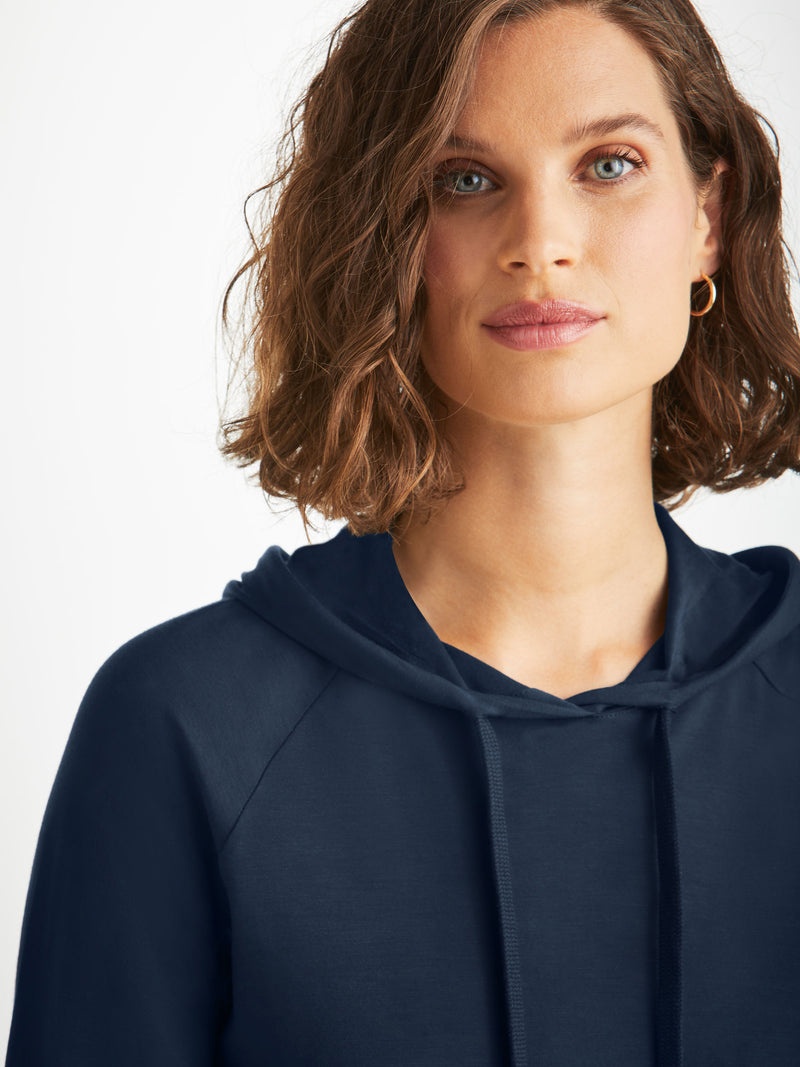Women's Pullover Hoodie Basel Micro Modal Stretch Navy - 7