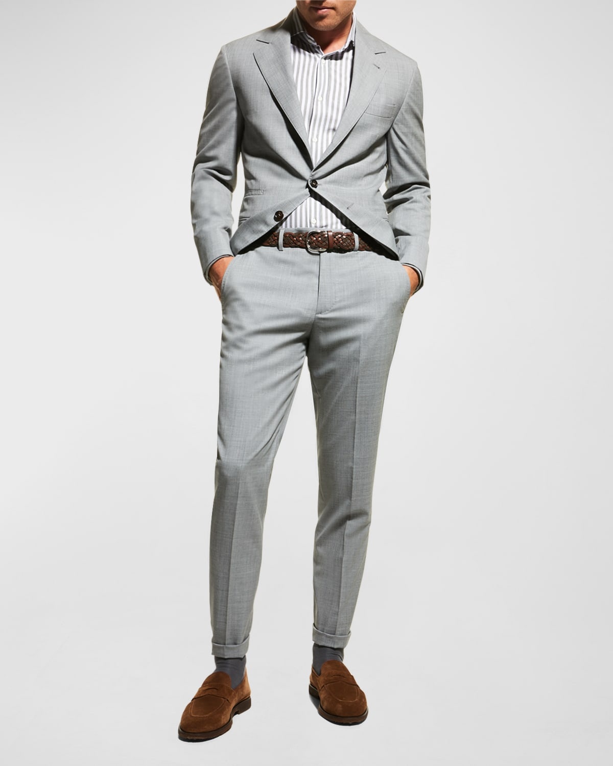 Men's Wool Three-Button Two-Piece Suit - 3