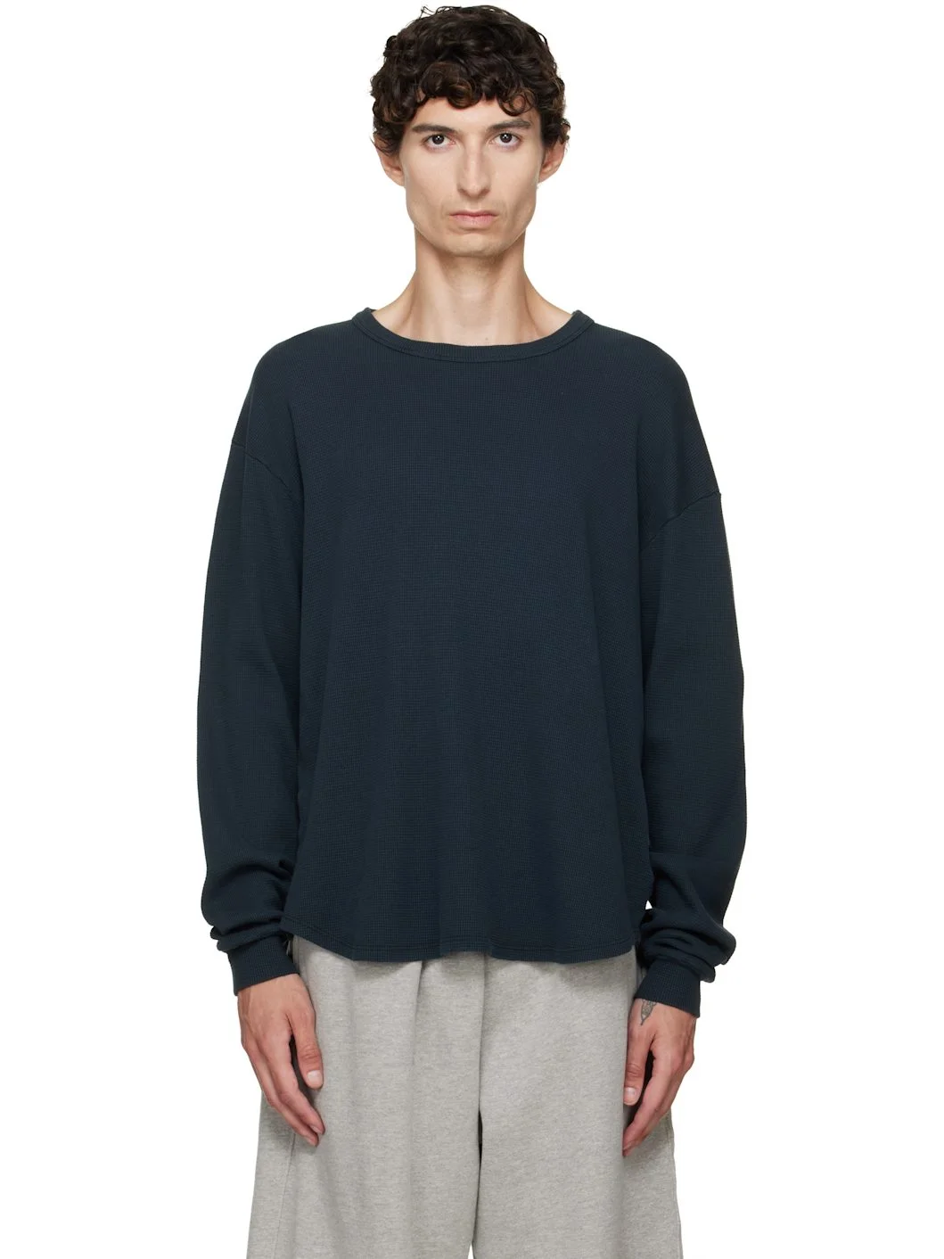 Black Thermal Baseball Hem T-shirt - 1