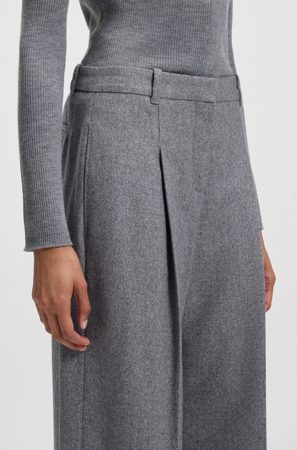 REGULAR-FIT WIDE-LEG TROUSERS IN SOFT FLANNEL - 5
