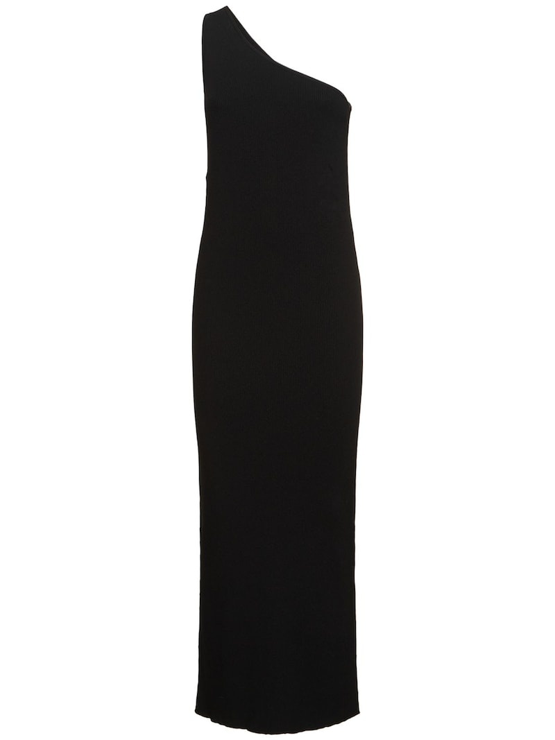 One-shoulder ribbed viscose midi dress - 1