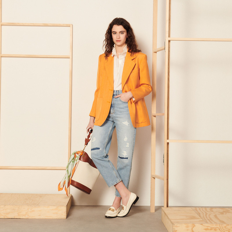 City bag in leather and canvas 7