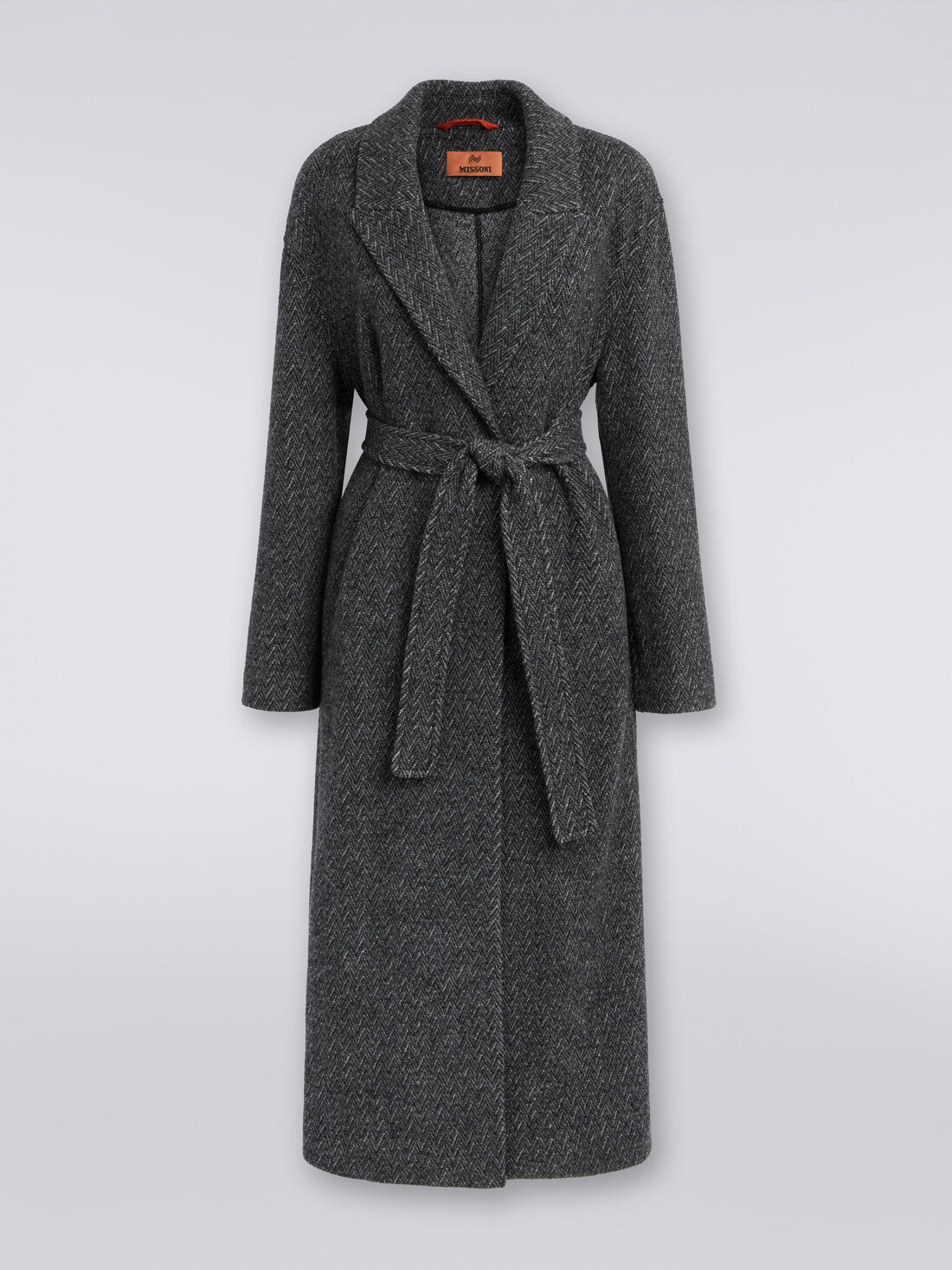 Wool coat with herringbone pattern - 1