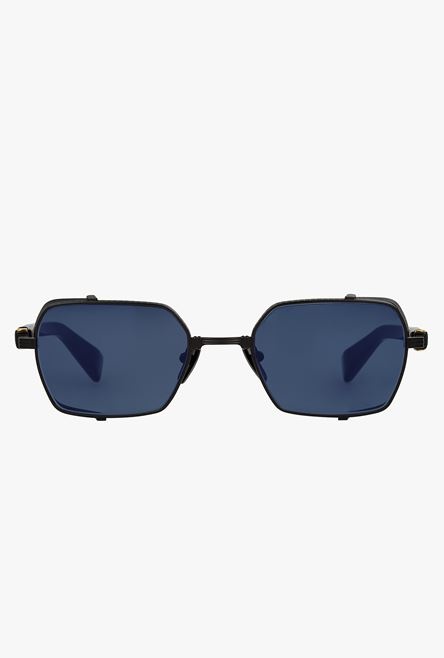 Black and blue-tone titanium Brigade-III sunglasses - 1