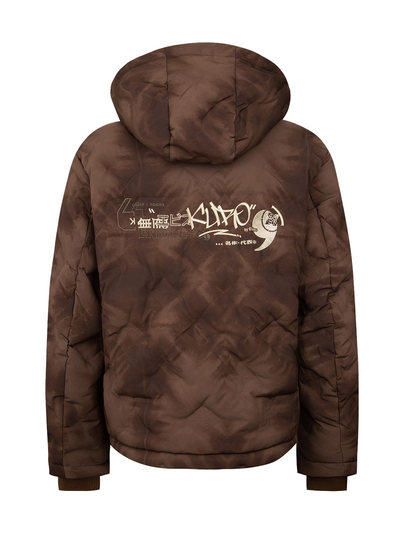 Embossed Graphics Tie Dye Print Down Jacket - 10