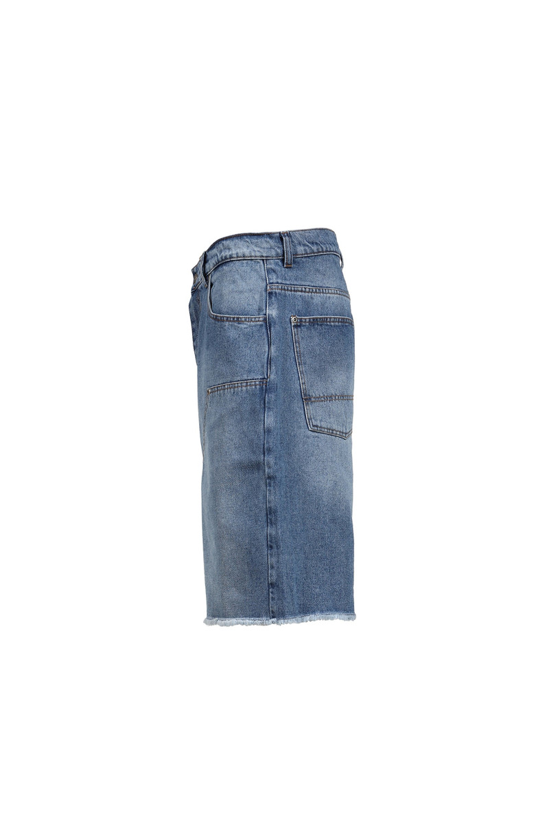 SUN DYED DOUBLE KNEE BAGGY DENIM SHORTS WOVEN / LT. BLU 3