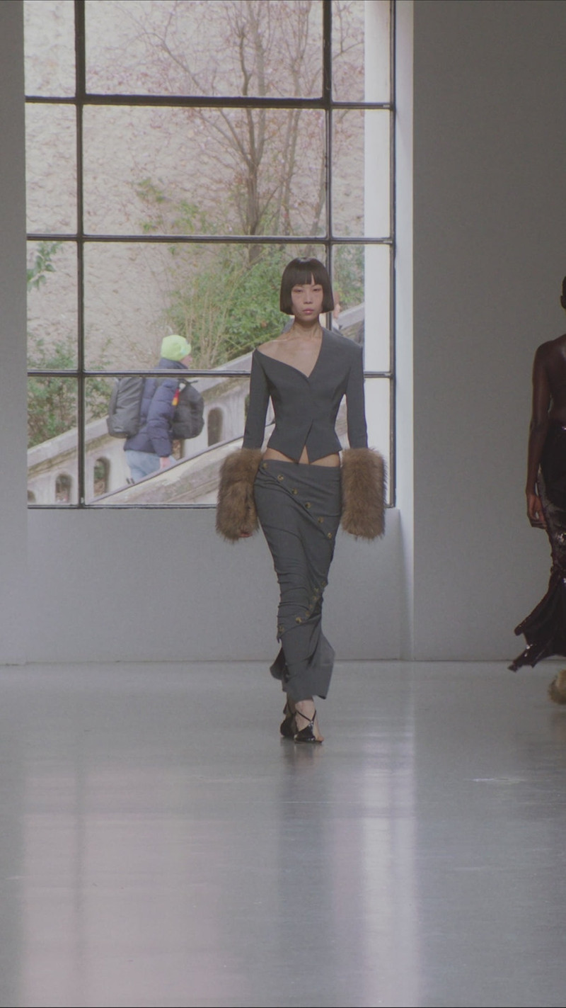 FITTED JACKET WITH ASYMMETRIC COLLAR GREY BROWN 6