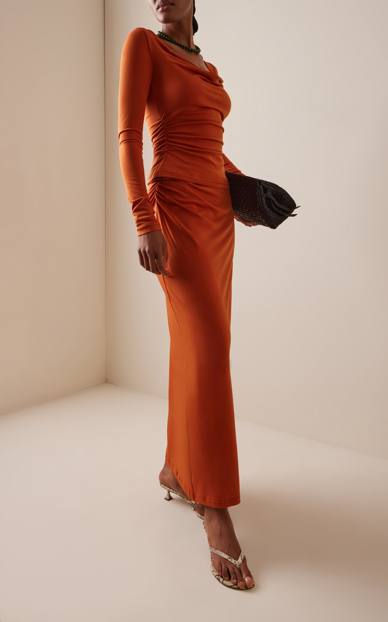 SIGNIFICANT OTHER Priya Draped Jersey Maxi Skirt orange outlook
