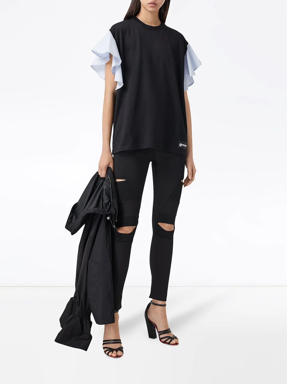 ruffle sleeve oversized T-shirt - 2