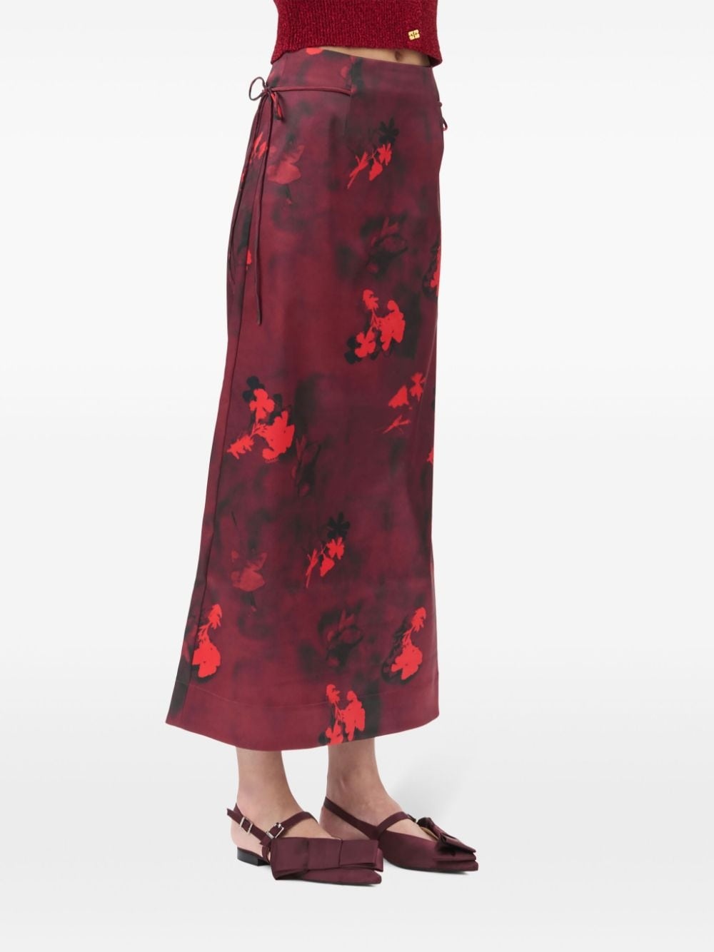 printed satin maxi skirt - 5