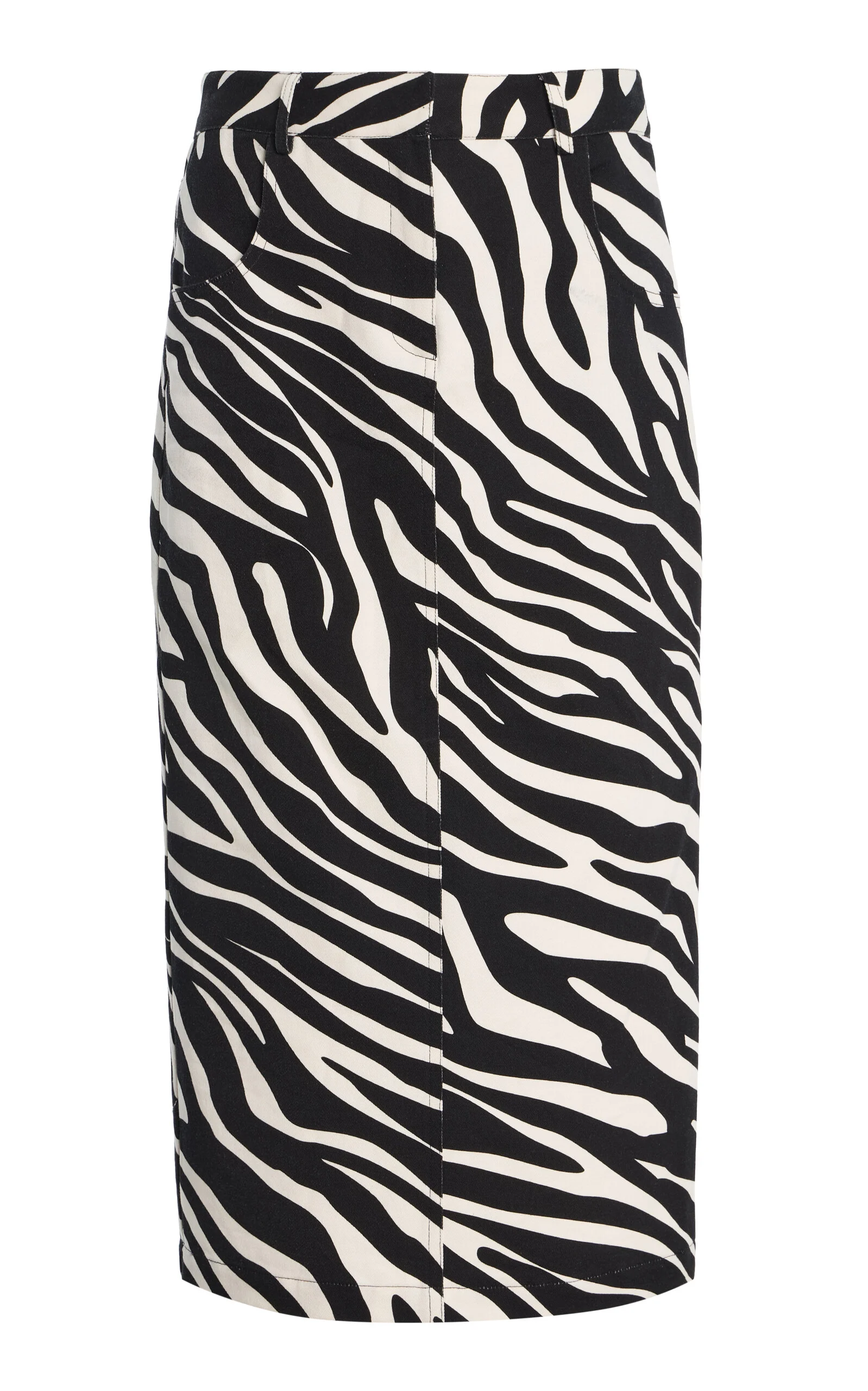 Tina Zebra-Print Cotton Midi Skirt - 1
