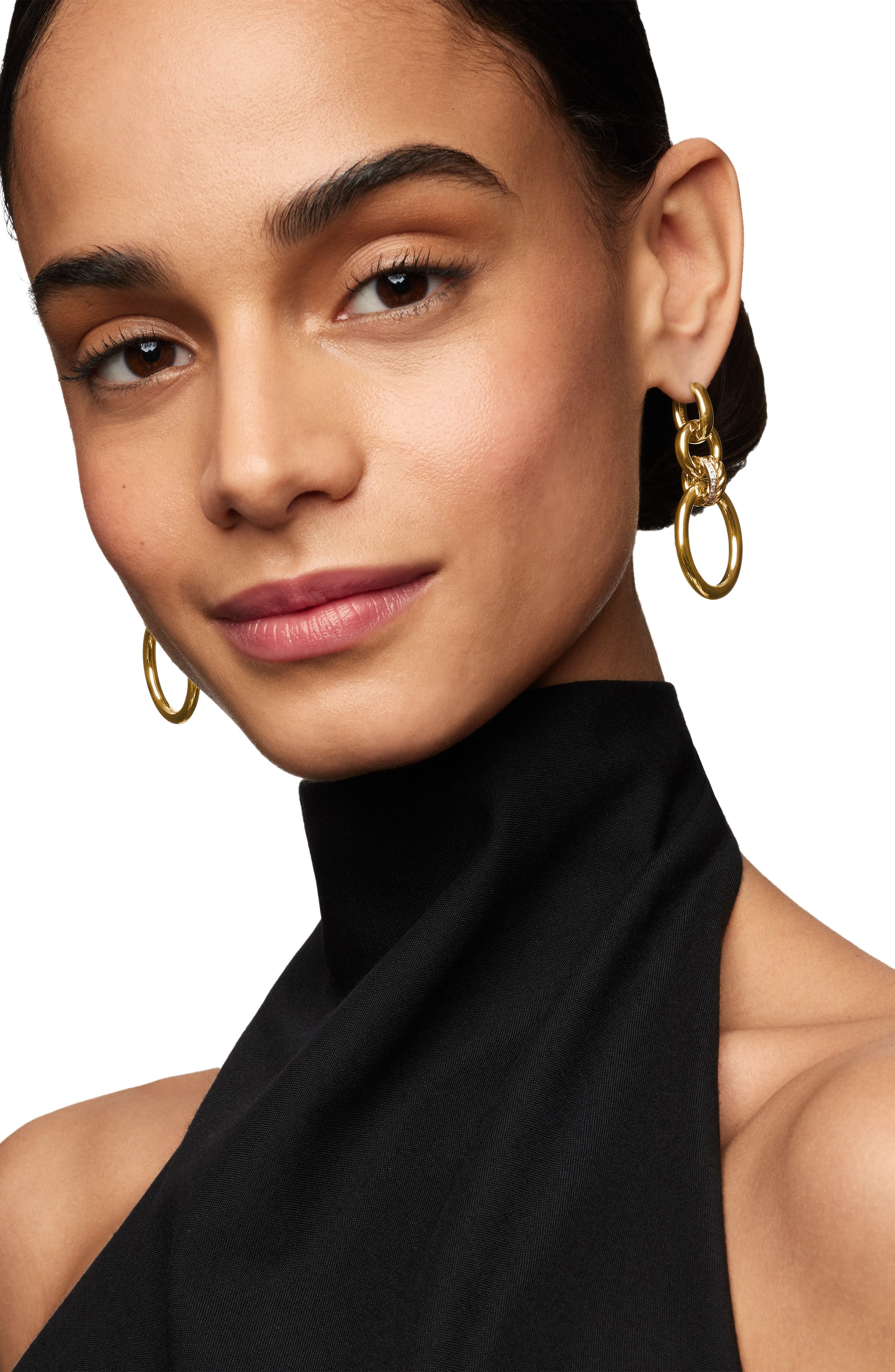 David Yurman Mercer™ Frontal Hoop Earrings in 18K Yellow Gold/Diamond at Nordstrom - 3
