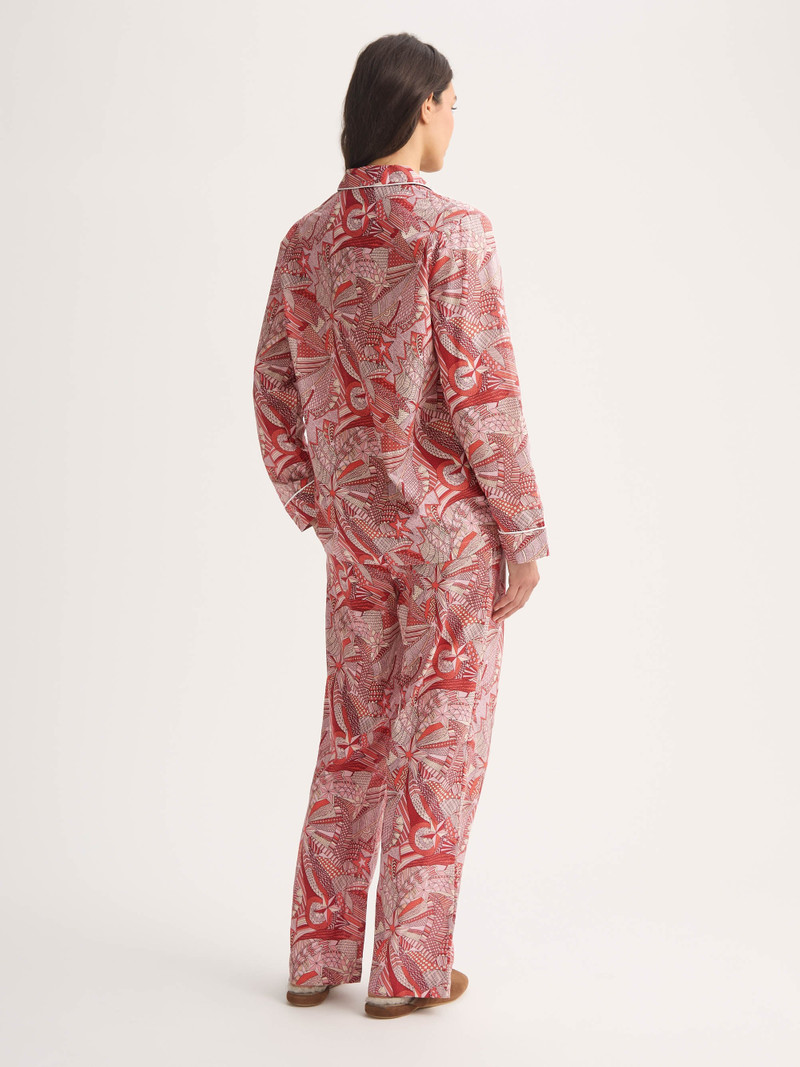 Derek Rose Women's Pajamas Cotton Batiste Rustic Red Celebration Print outlook