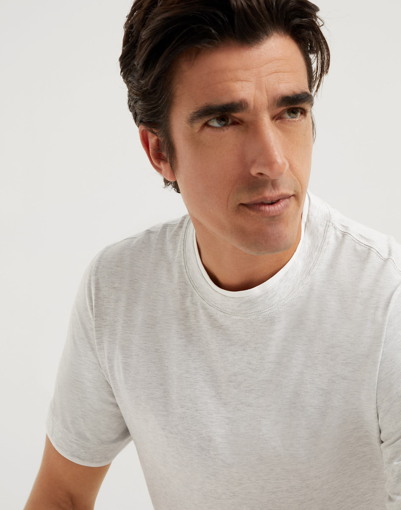 Cotton jersey crew neck T-shirt with faux-layering 3