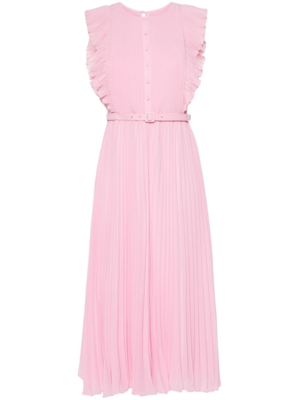 pleated chiffon midi dress - 1