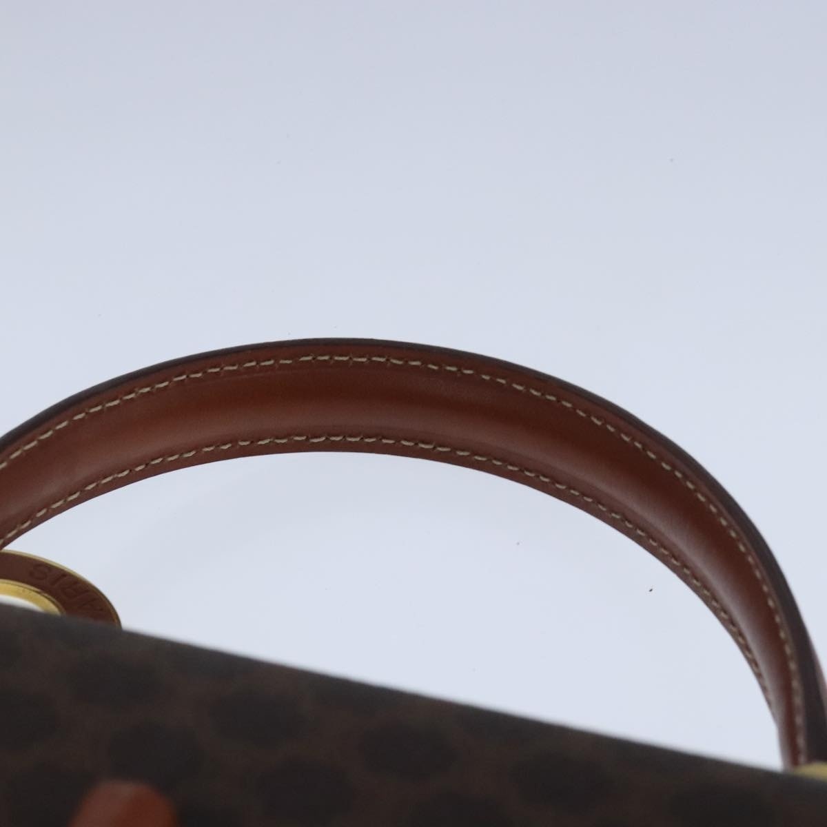 CELINE Macadam Canvas Hand Bag Pvc Leather Brown Gold - 8