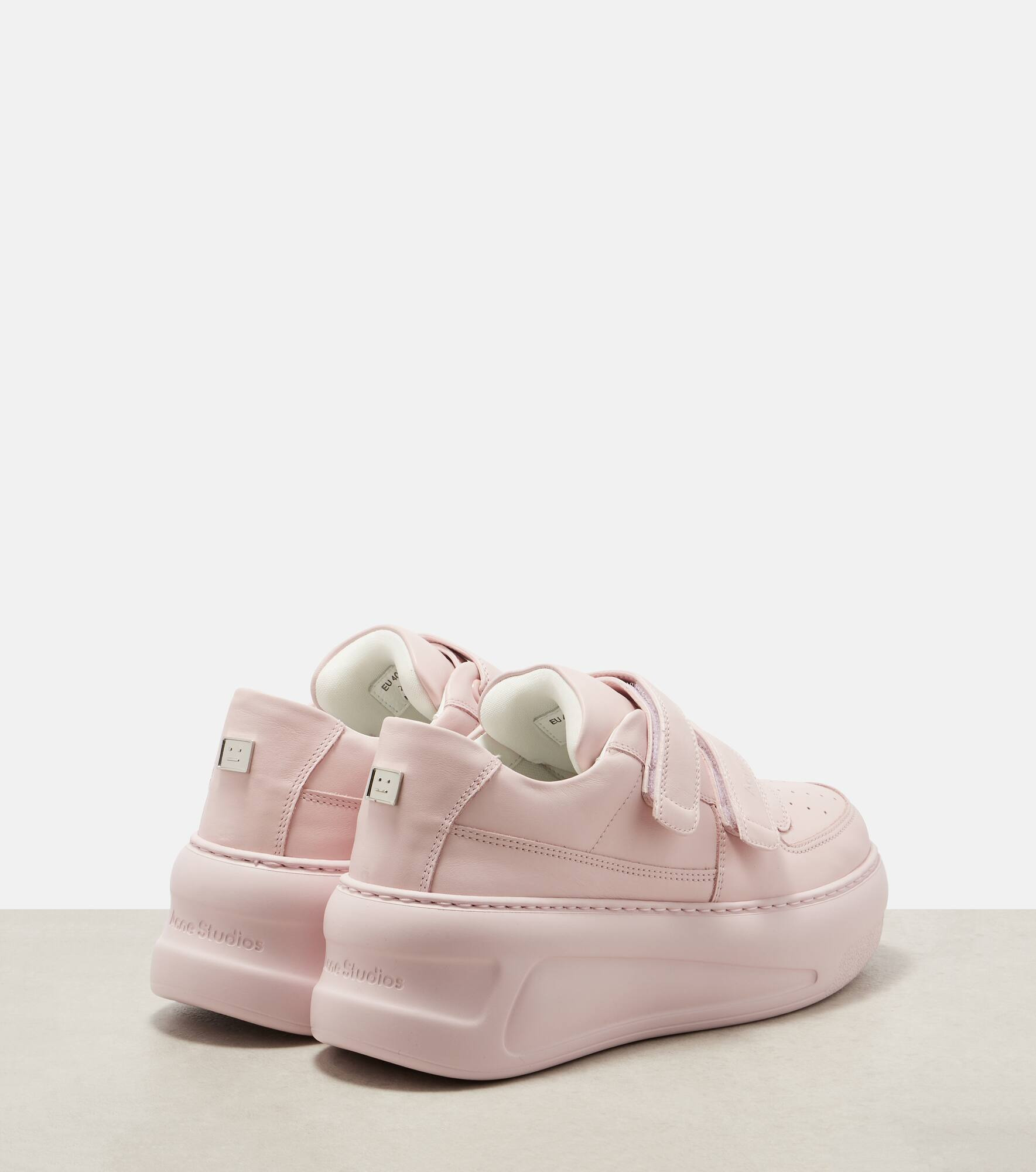 Face leather platform sneakers - 2