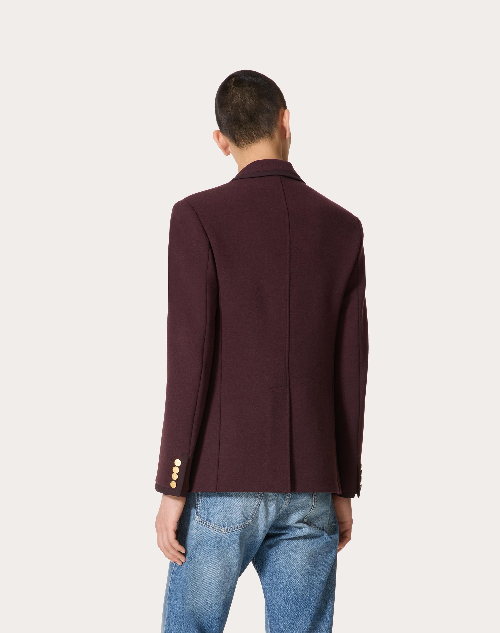 SINGLE-BREASTED JACKET IN LANA STRETCH WITH VLOGO SIGNATURE PATCH - 4