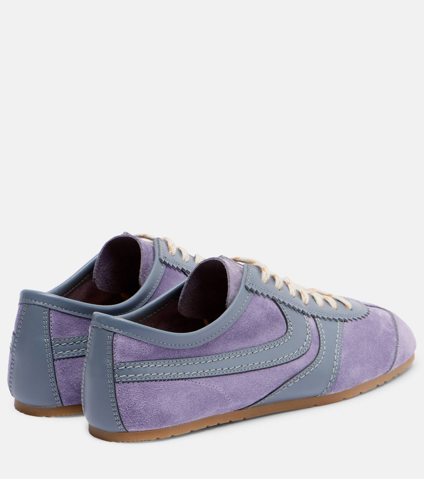 Leather-trimmed suede sneakers - 2