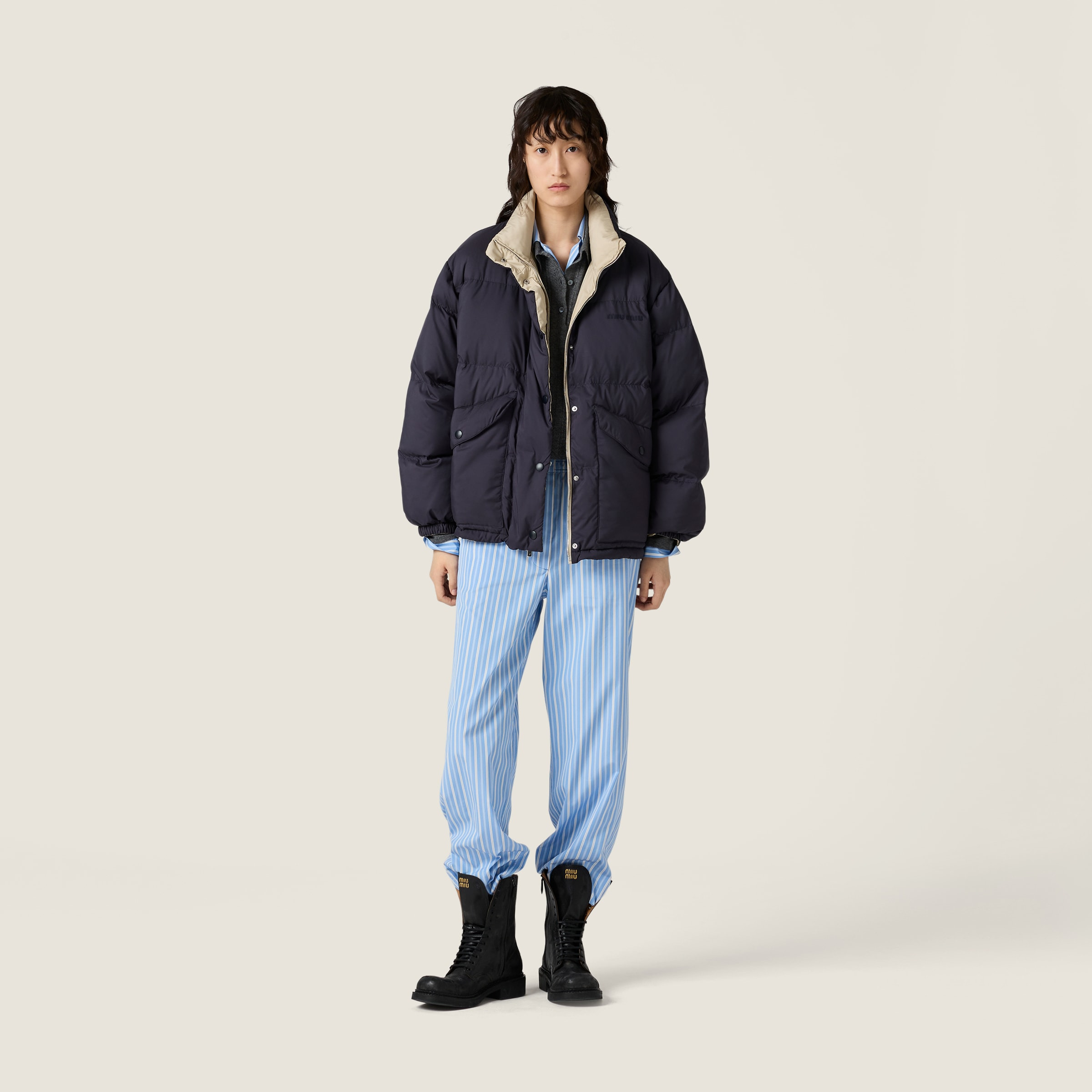 Reversible technical pongé down jacket - 2