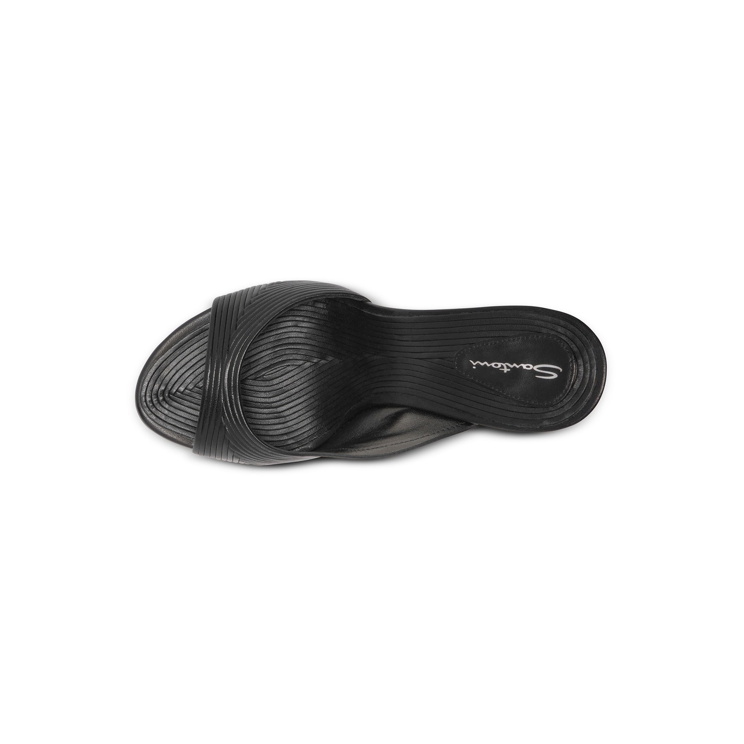Women's black leather high-heel sandal - 5