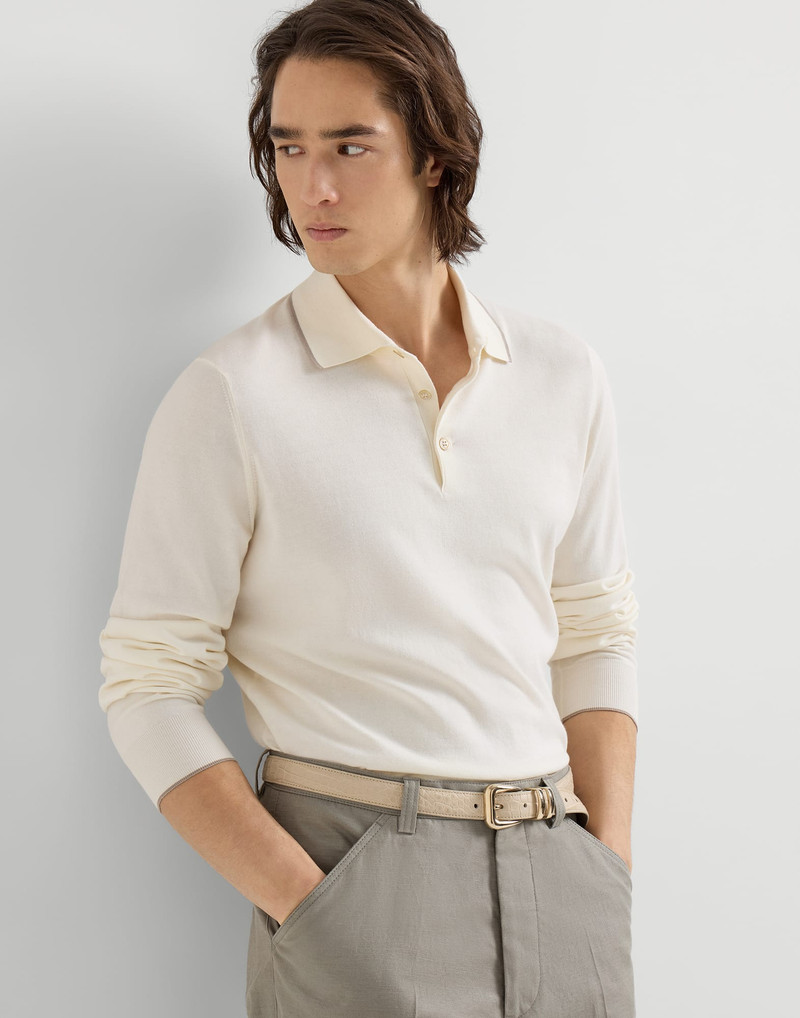 Sea Island cotton and cashmere lightweight knit polo 5