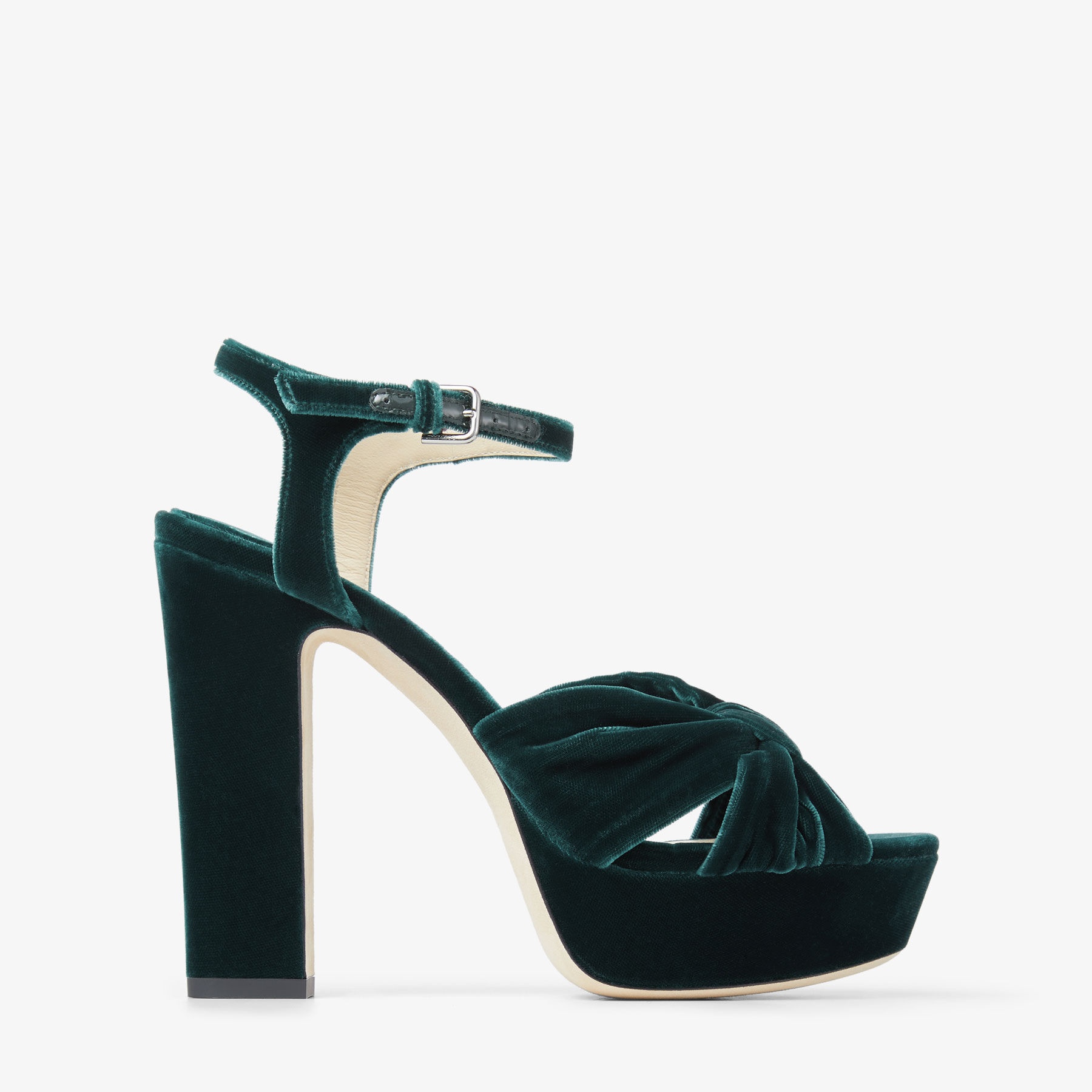 Heloise 120
Dark Green Velvet Platform Sandals - 1