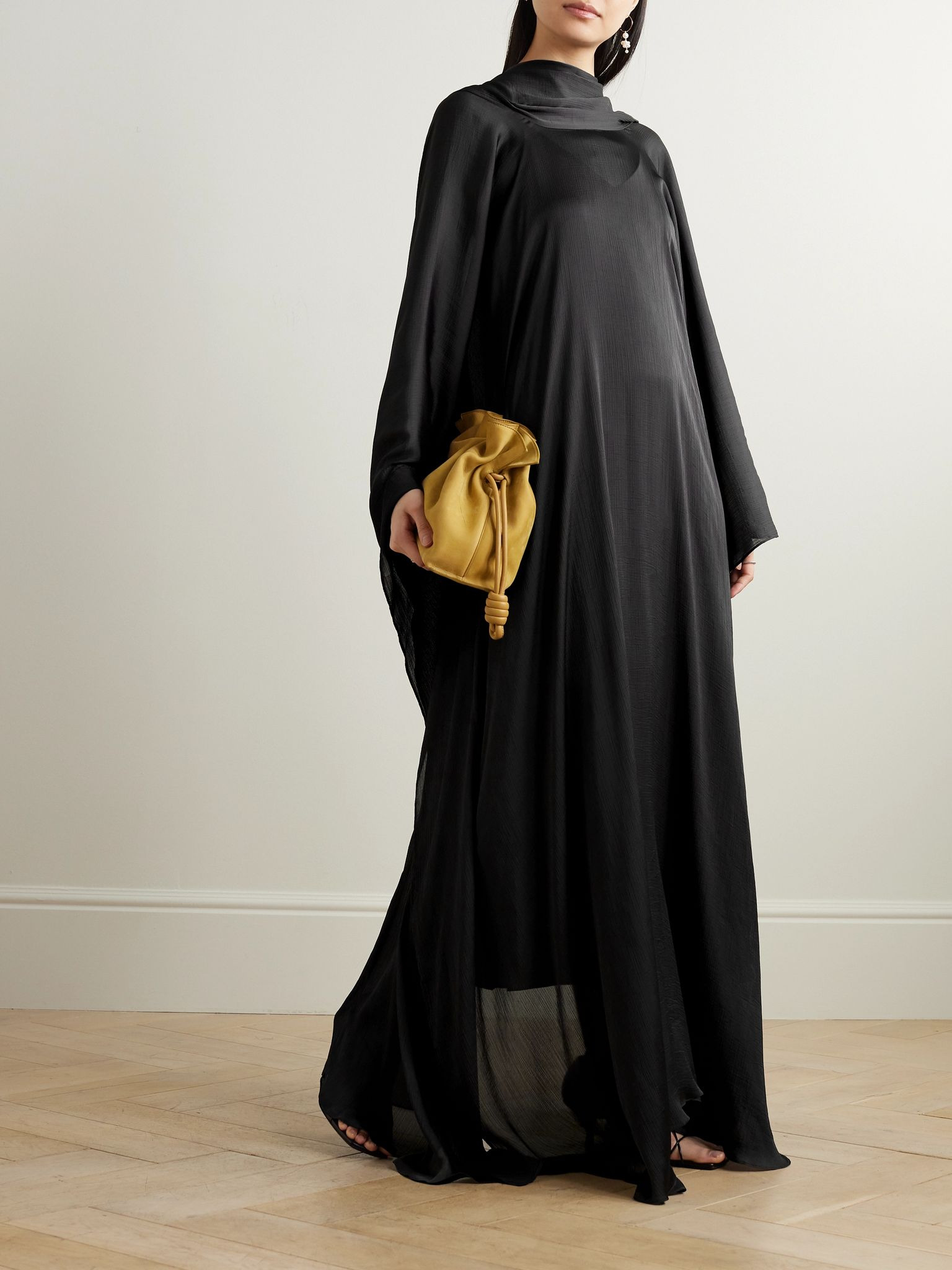 Crinkled-voile maxi dress Black - 2